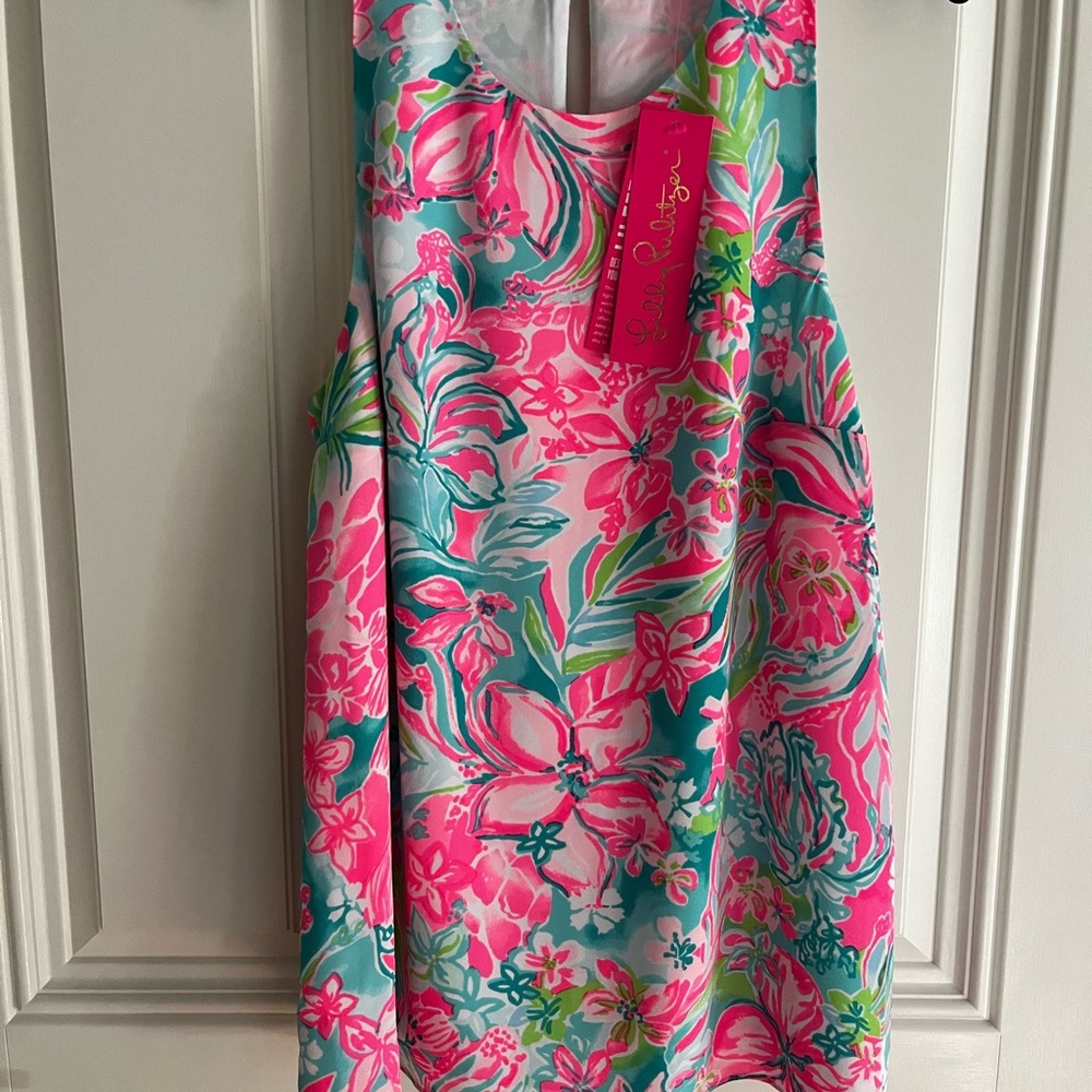 Lilly Pulitzer Pink & Turquoise Floral Sleeveless top